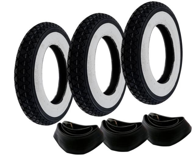 3 Weißwand Reifen + Schlauch Set Kenda 3.50-10 Zoll für Vesp