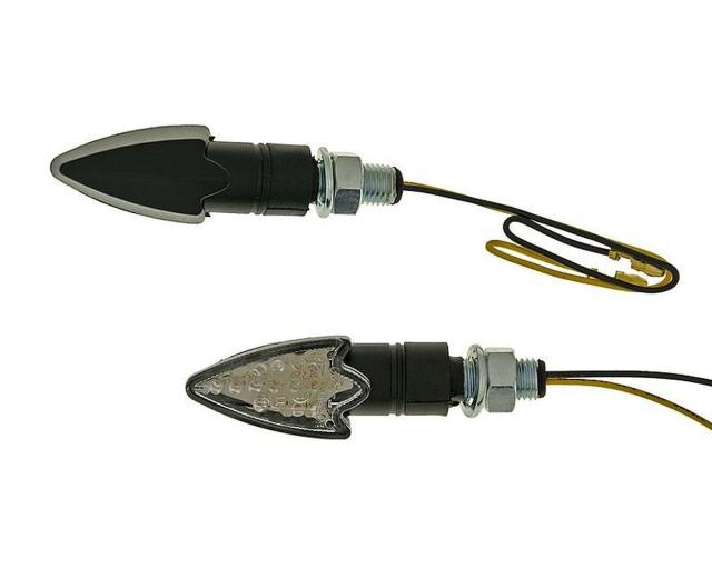 Blinker Set M10 LED schwarz Arrow - klar