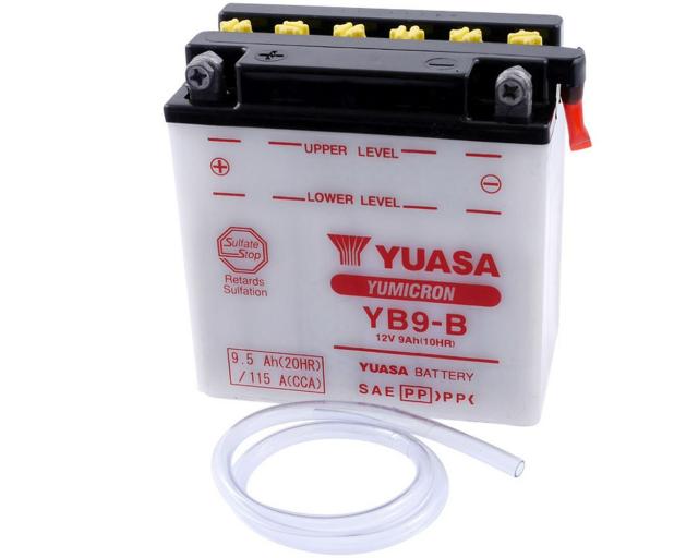 Batterie 12V 9Ah YUASA YB9-B (ohne Säurepack)
